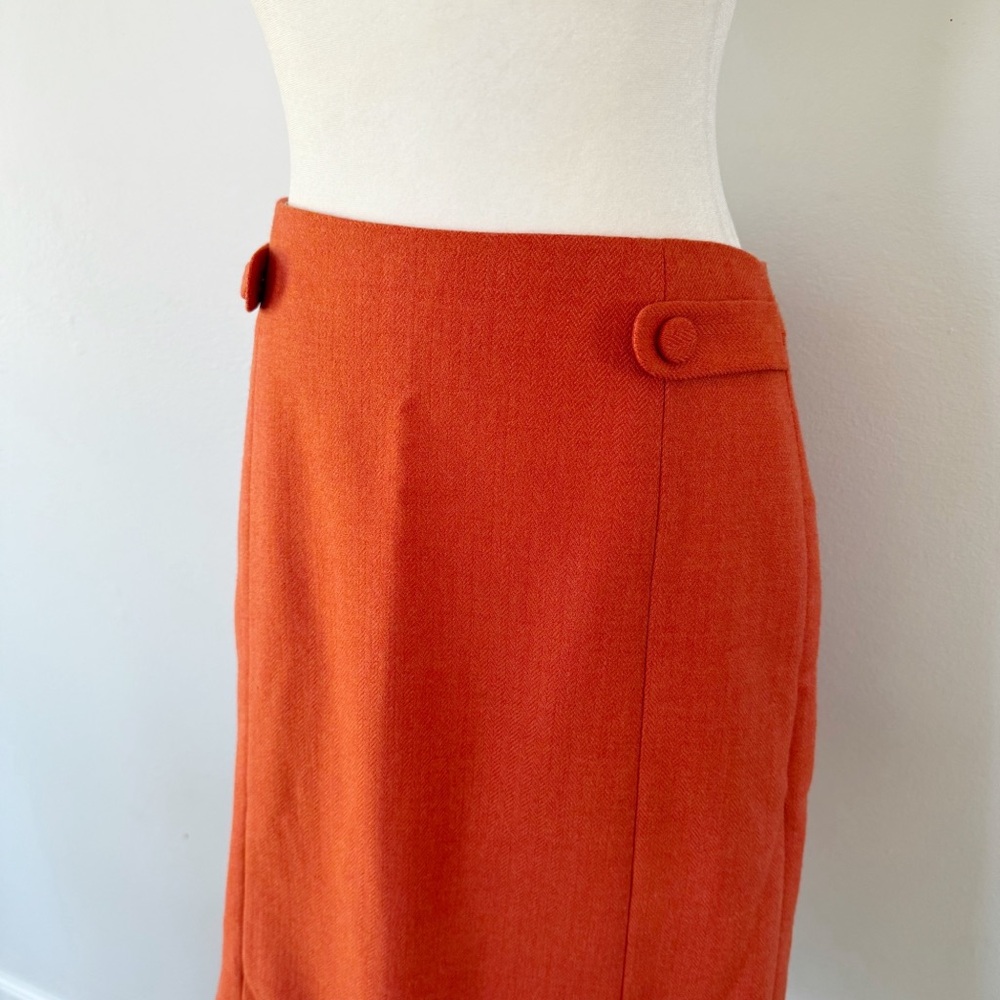 J Crew Wool Retro A Line Skirt Women’s 6 Orange Secretary Business Casual Office - Picture 2 of 6